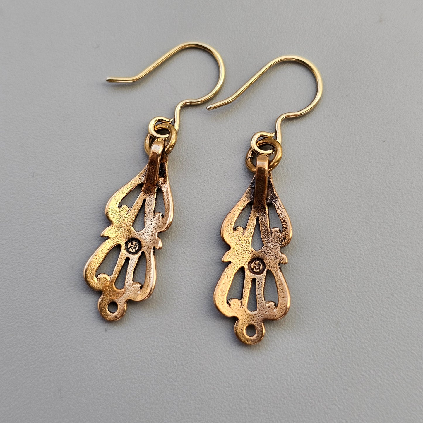 Vintage Kalevala Koru Bronze Earrings Sun Lion Aurinkoleijona Medieval Inspired Design