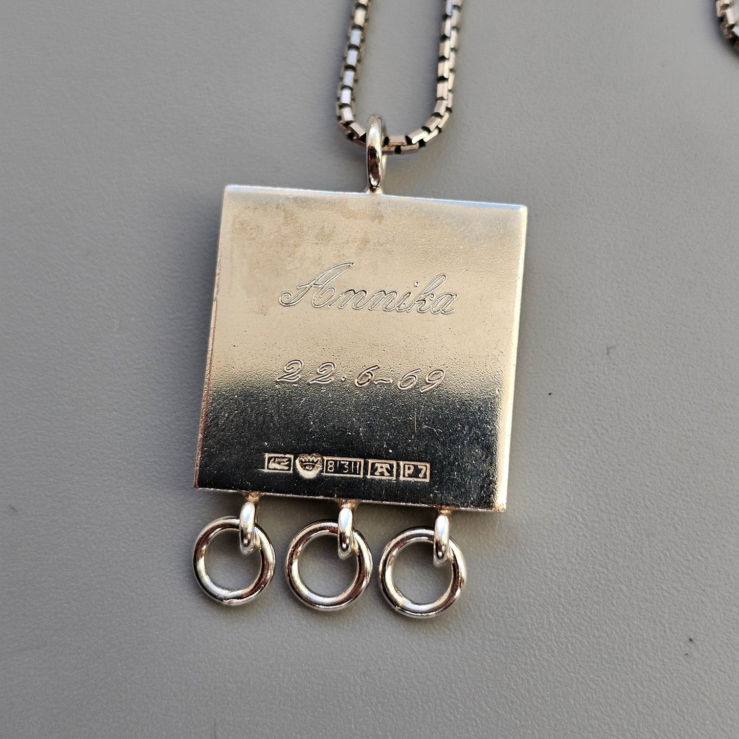 Finnish Modernist Brutalist Silver Necklace Pendant By Kultateollisuus - Jorma Laine Design - 1968