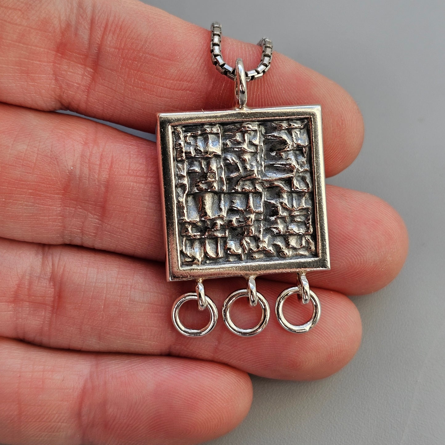 Finnish Modernist Brutalist Silver Necklace Pendant By Kultateollisuus - Jorma Laine Design - 1968