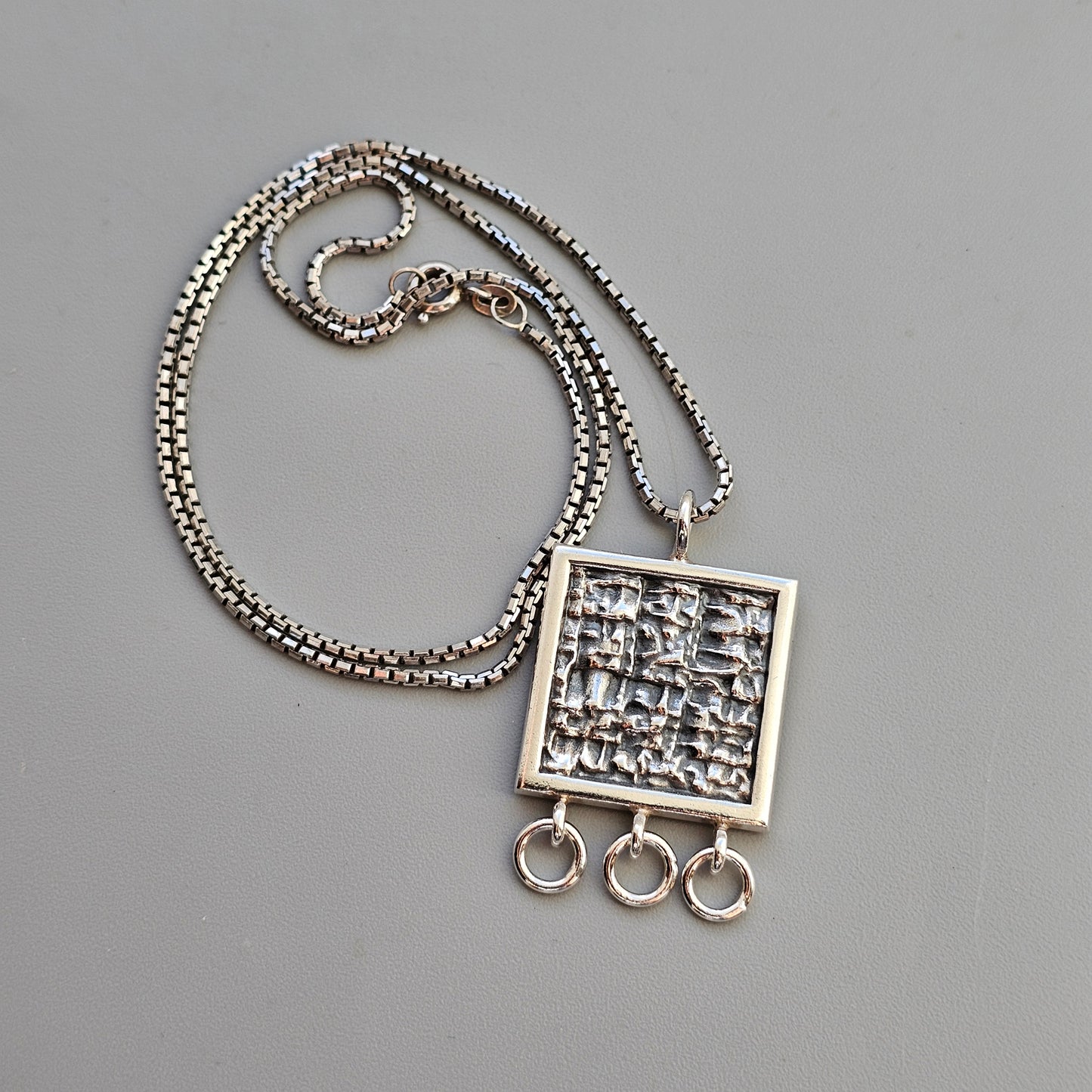 Finnish Modernist Brutalist Silver Necklace Pendant By Kultateollisuus - Jorma Laine Design - 1968