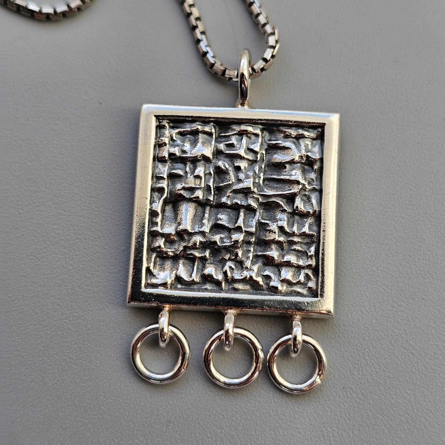 Finnish Modernist Brutalist Silver Necklace Pendant By Kultateollisuus - Jorma Laine Design - 1968