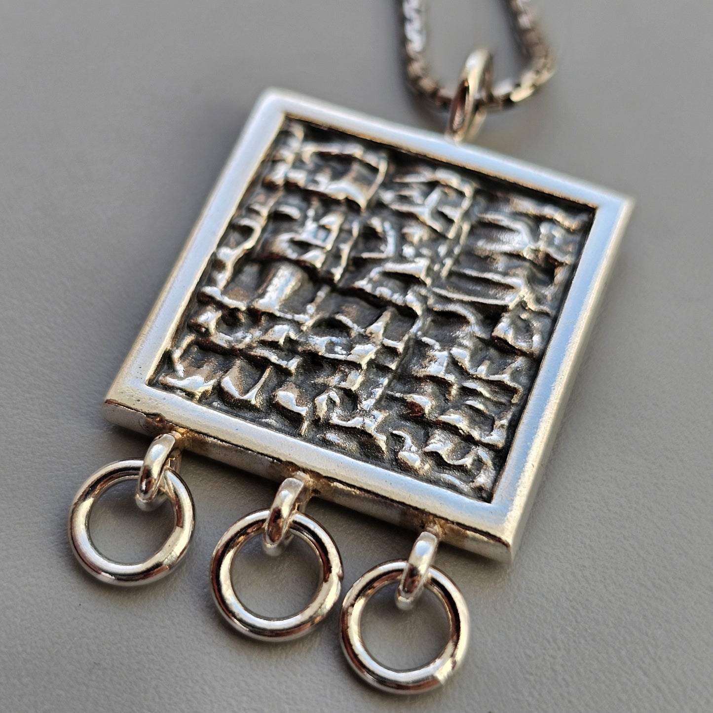 Finnish Modernist Brutalist Silver Necklace Pendant By Kultateollisuus - Jorma Laine Design - 1968