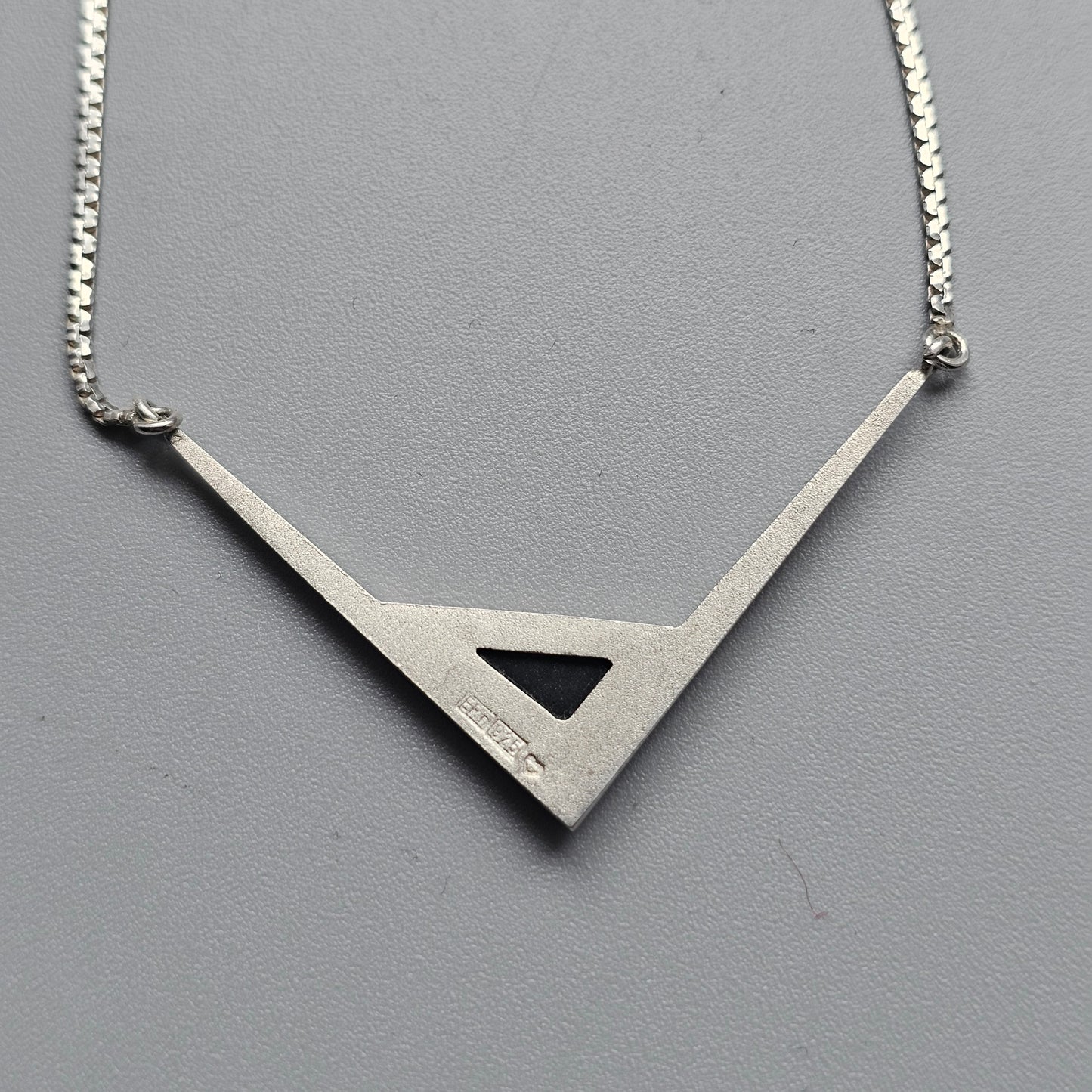 Vintage Finnish Sterling Silver & Onyx Necklace 1990s 1980s