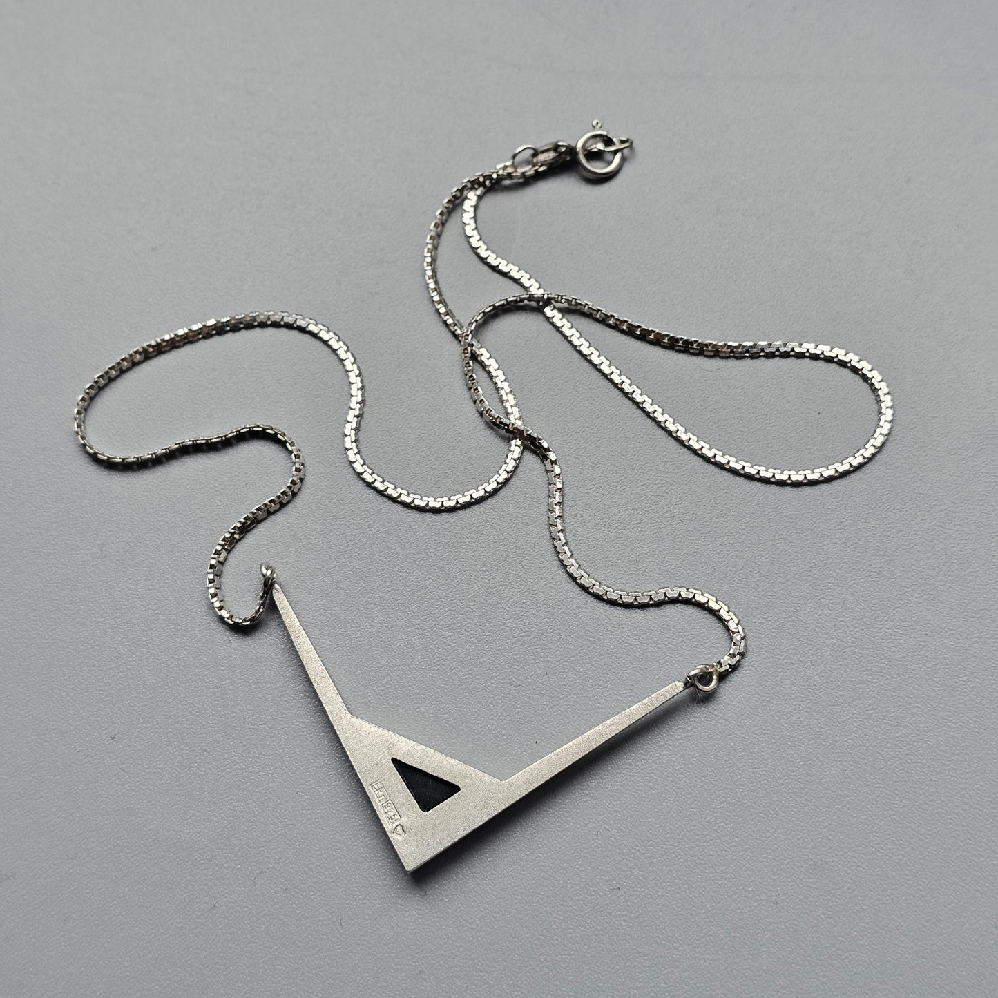 Vintage Finnish Sterling Silver & Onyx Necklace 1990s 1980s