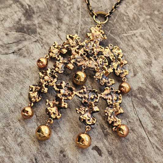 Large Pentti Sarpaneva 1970s Finnish Brutalist Bronze Necklace — Kaarna Bark Design