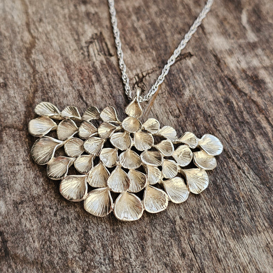 Vintage Modenist Nordic Sterling Silver Leaf Necklace Pendant