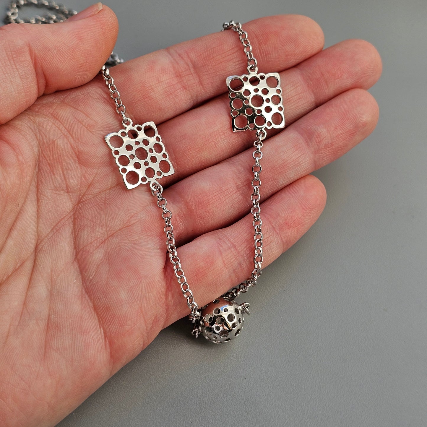 Finnish Liisa Vitali Sterling Silver Chain Necklace —  Pitsi / Ladybird Design