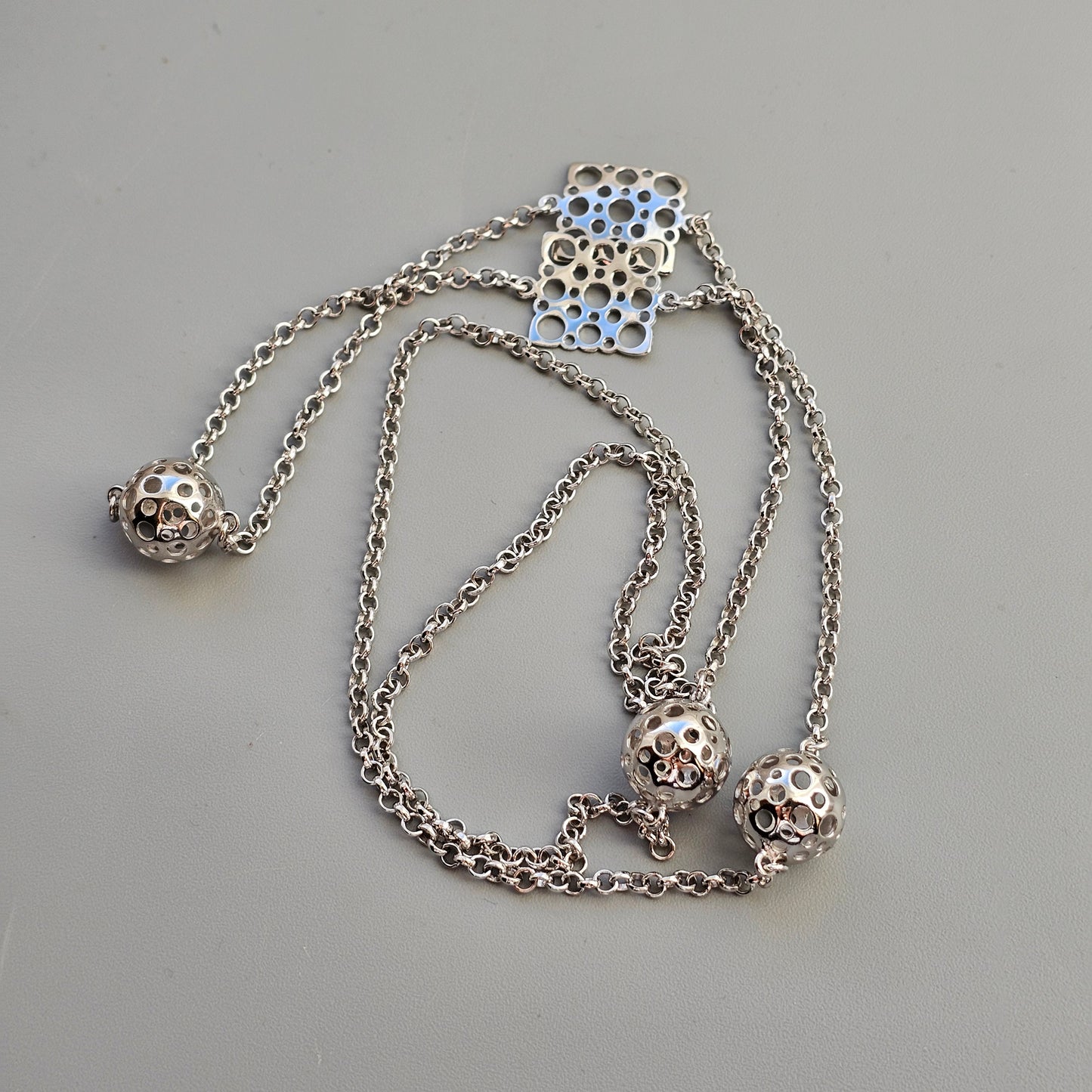 Finnish Liisa Vitali Sterling Silver Chain Necklace —  Pitsi / Ladybird Design