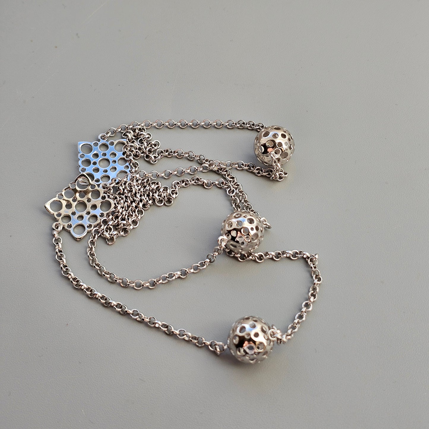 Finnish Liisa Vitali Sterling Silver Chain Necklace —  Pitsi / Ladybird Design