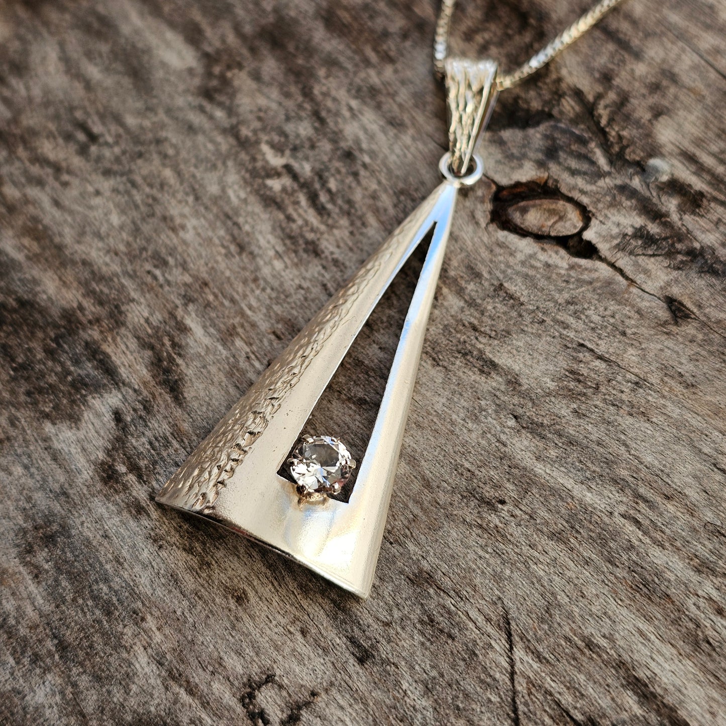 Vintage Modernist 1960s 1970s Finnish Silver & Rock Crystal Necklace Pendant by Edvard Kinni