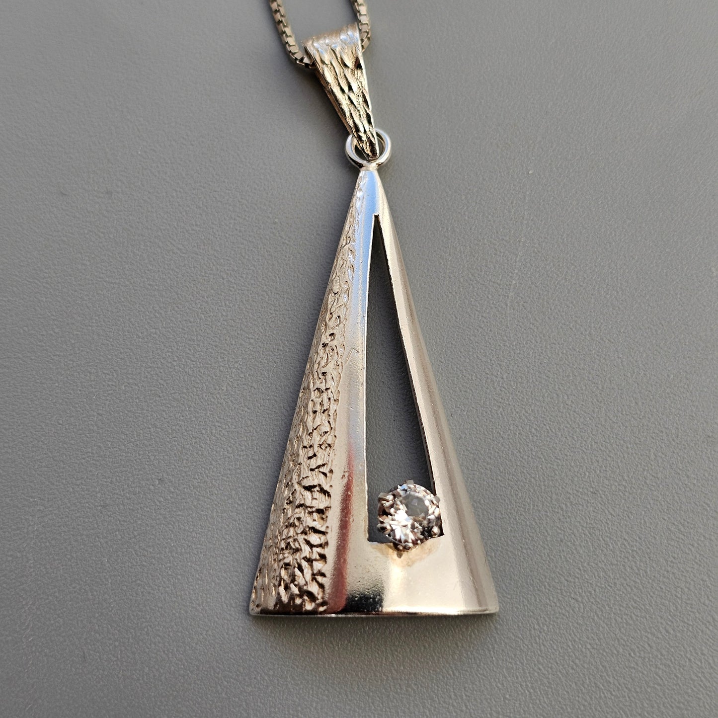 Vintage Modernist 1960s 1970s Finnish Silver & Rock Crystal Necklace Pendant by Edvard Kinni