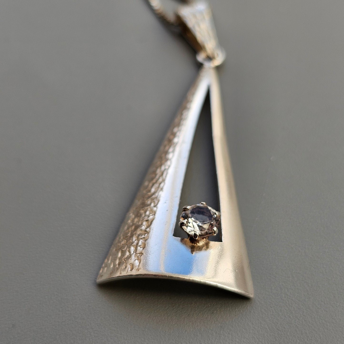 Vintage Modernist 1960s 1970s Finnish Silver & Rock Crystal Necklace Pendant by Edvard Kinni