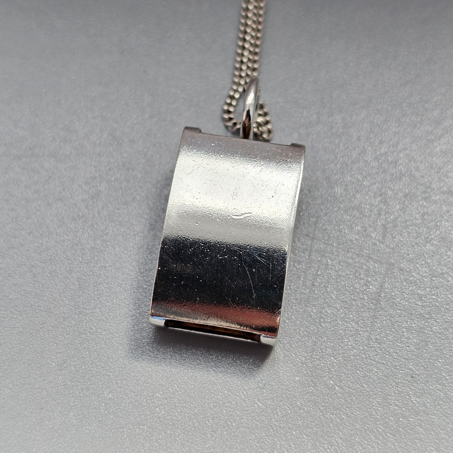 1960s Modernist Silver & Tiger's Eye Necklace Pendant by Elis Kauppi Kupittaan Kulta 1962
