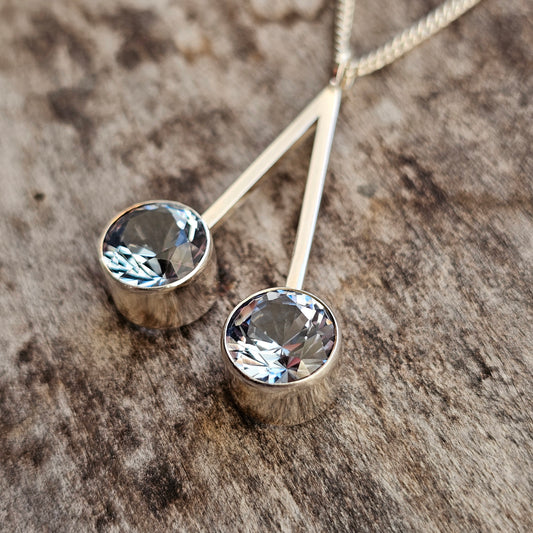 Modernist 1960s Finnish Silver Necklace Pendant with Lab-Created Blue Spinel by Tuomo Rissanen - 1966