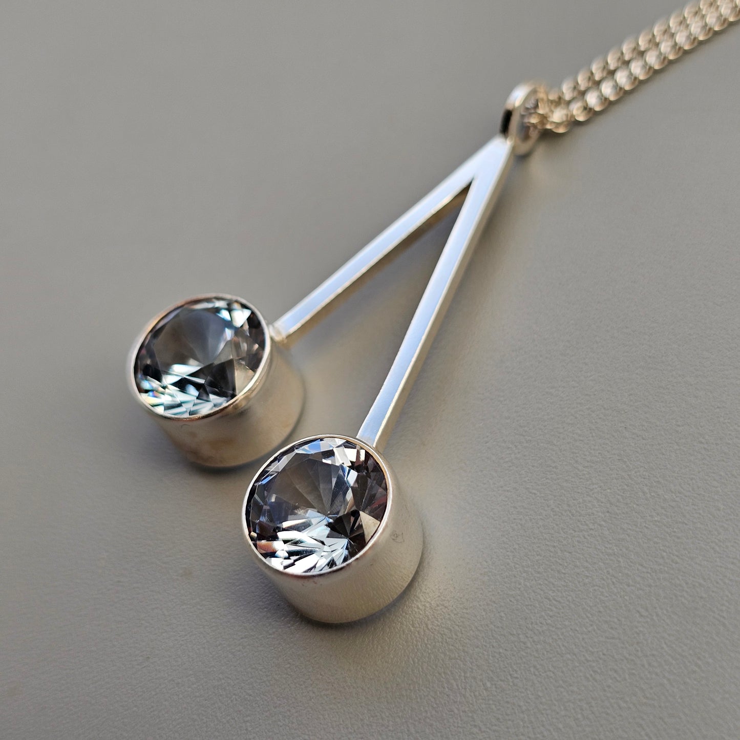 Modernist 1960s Finnish Silver Necklace Pendant with Lab-Created Blue Spinel by Tuomo Rissanen - 1966