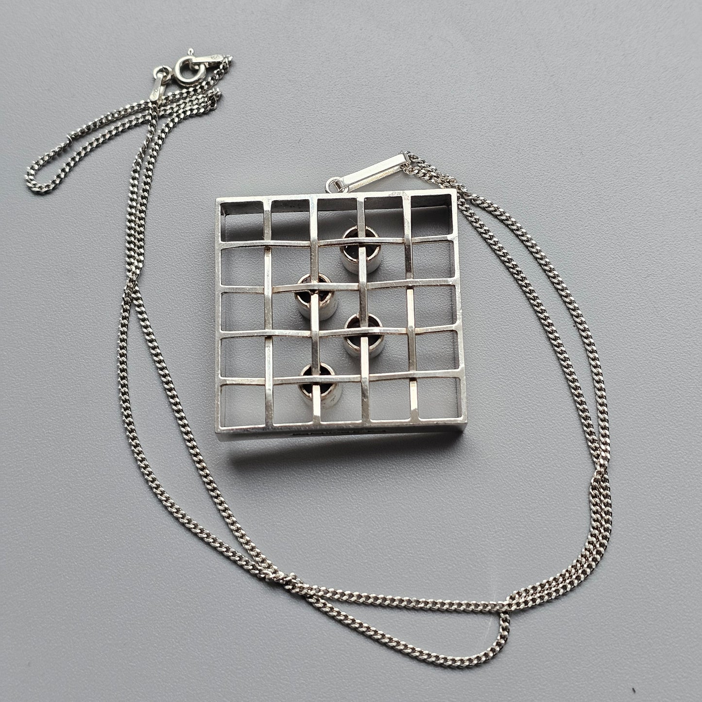 Modernist 1960s Silver & Lab-Created Blue Spinel Pendant by Kultaseppä Salovaara 1967