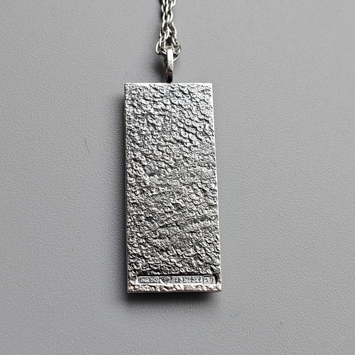 Vintage Finnish Modernist Textured Silver Pendant Necklace - 1968