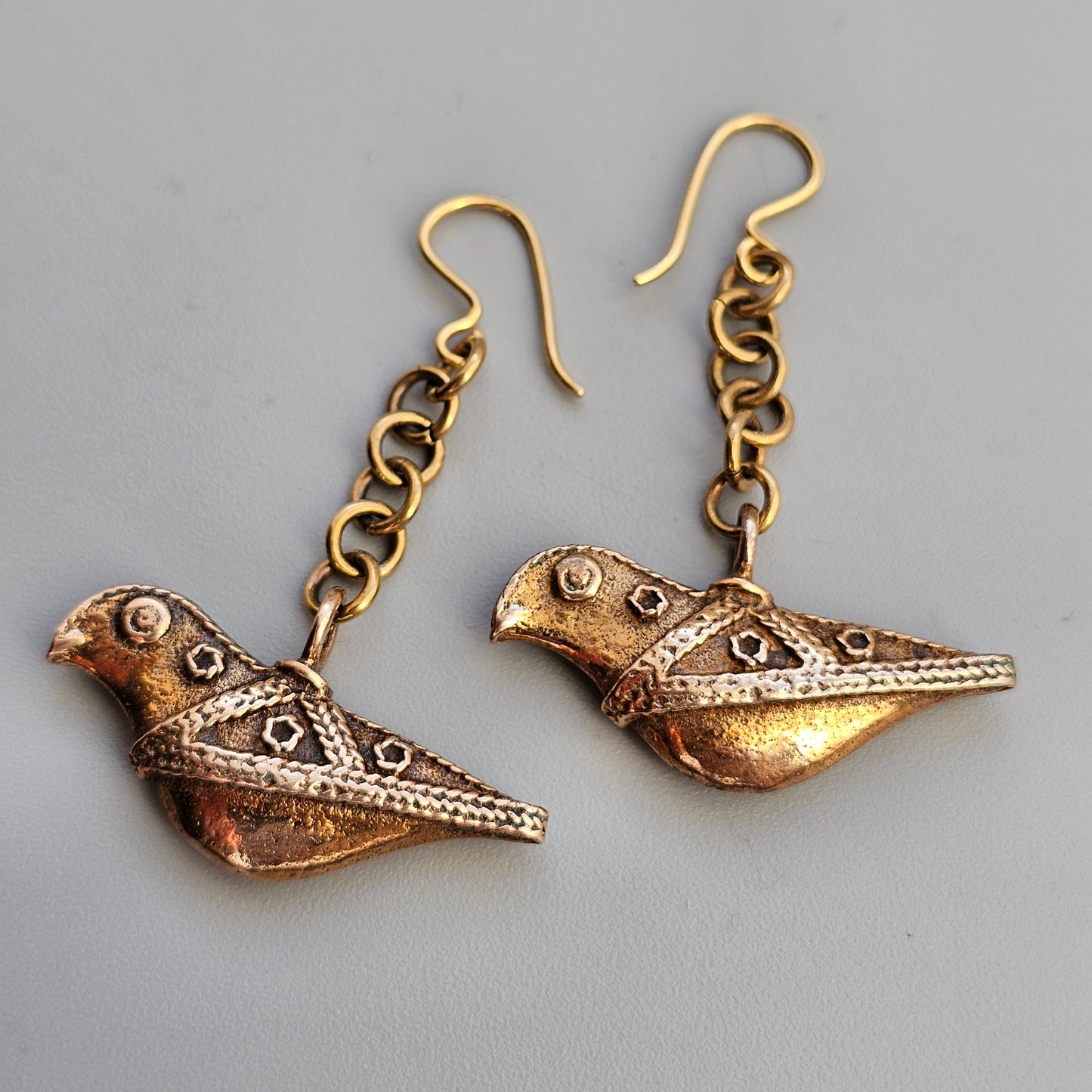 Vintage Kalevala Koru Bronze Earrings Bird of Hattula Viking-Era Inspired Design