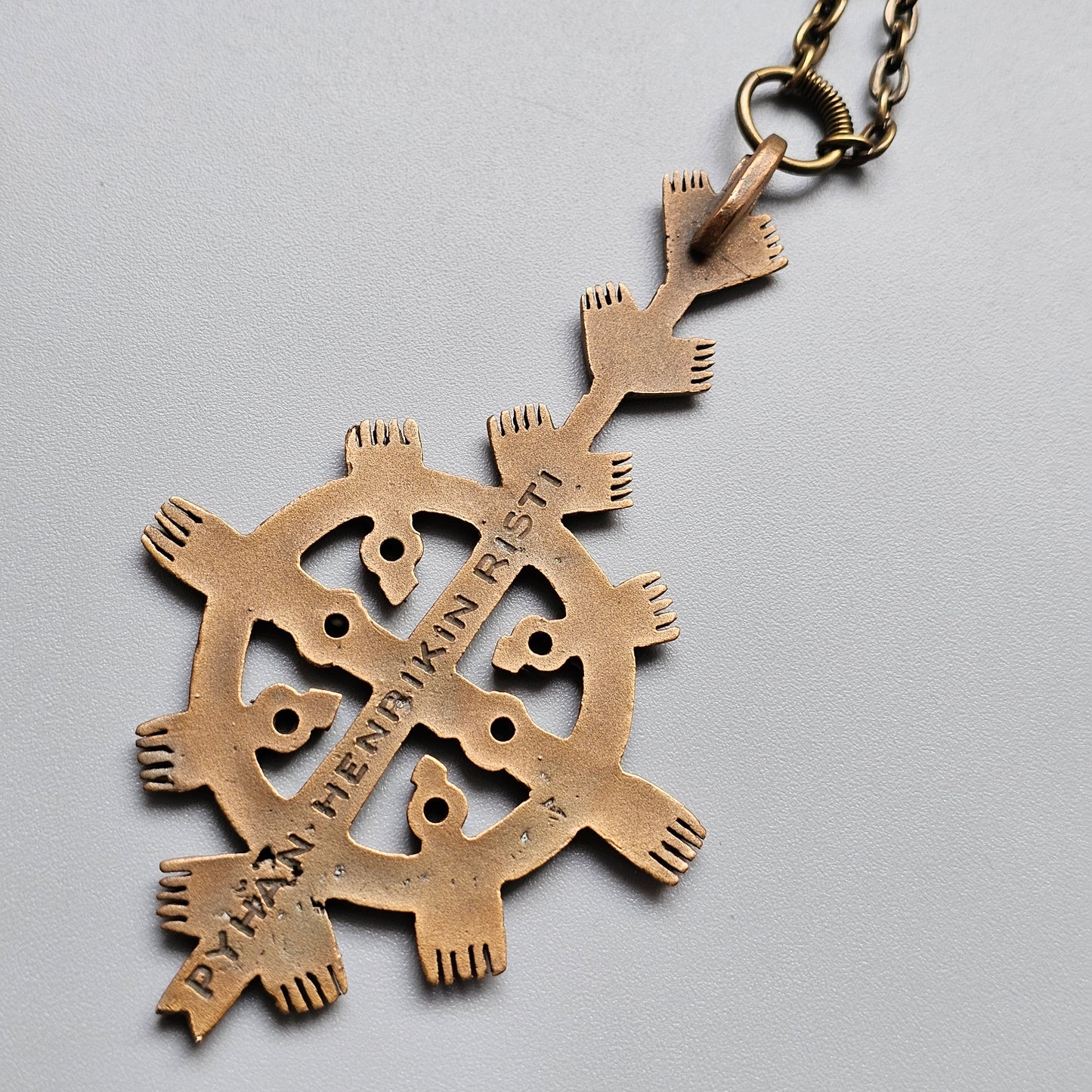 Vintage Finnish St Henrys Cross Bronze Necklace