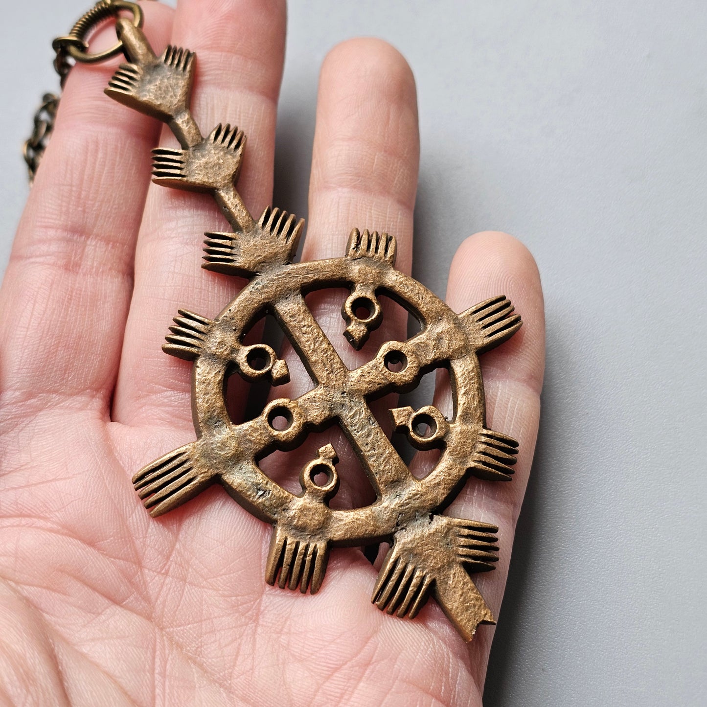 Vintage Finnish St Henrys Cross Bronze Necklace