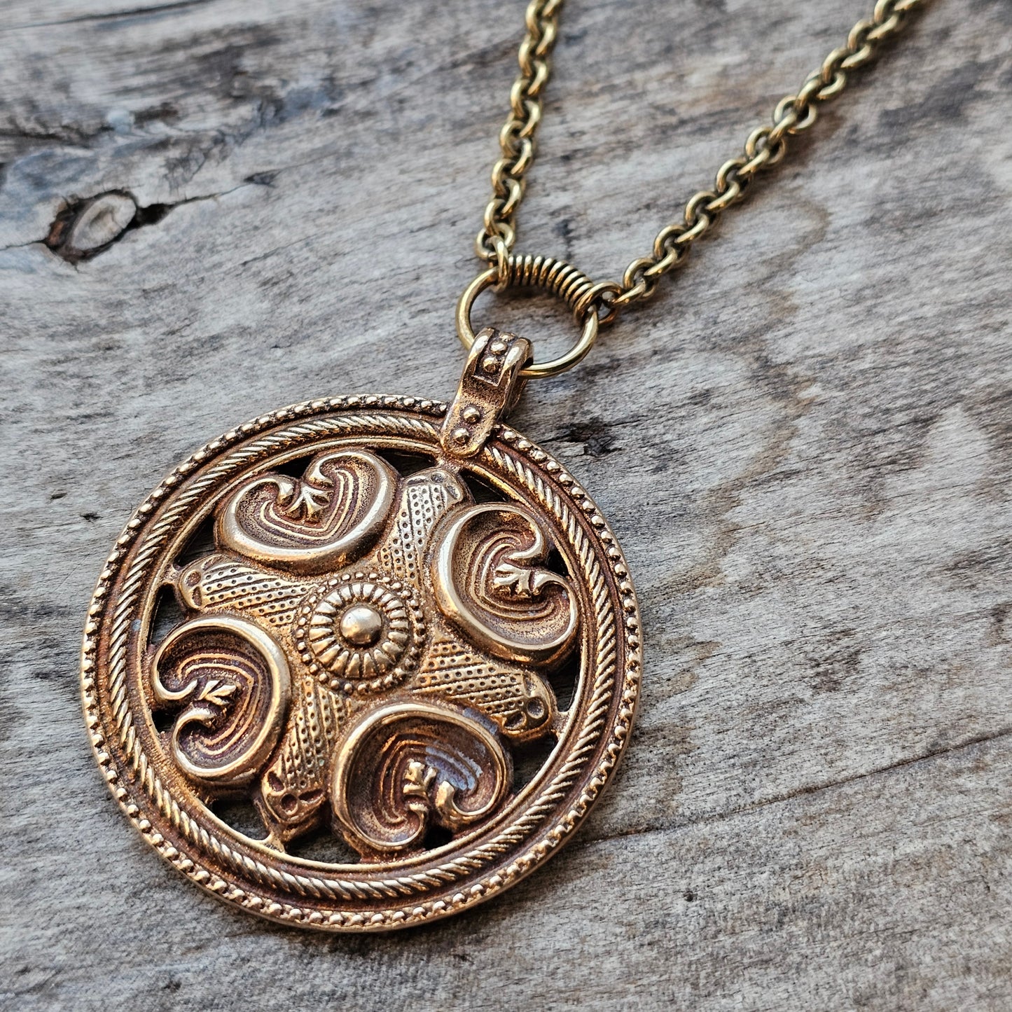 Vintage Kalevala Koru Räisälä Cross Bronze Necklace – 12th Century Nordic Middle Ages Revival Design