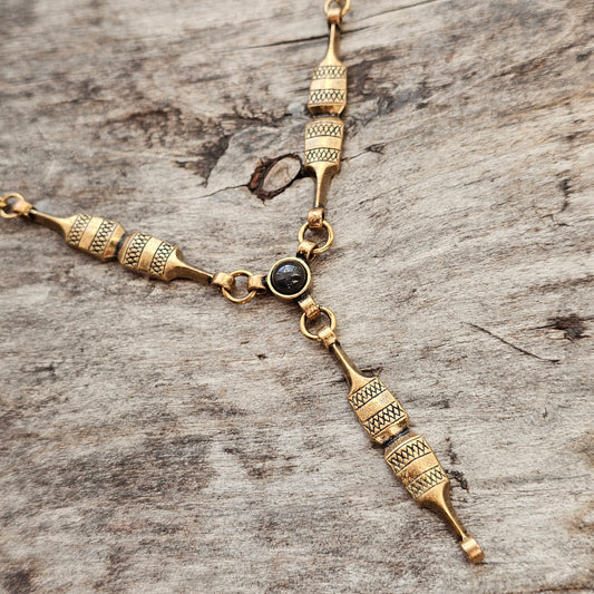 Vintage Kalevala Koru 'Kehrääjä' Spinner Bronze & Spectrolite Necklace by Tony Granholm