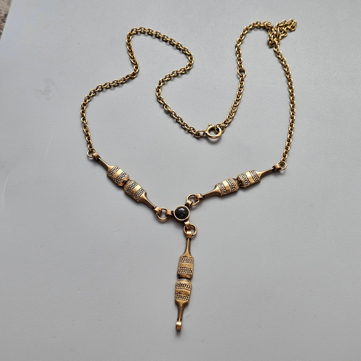 Vintage Kalevala Koru 'Kehrääjä' Spinner Bronze & Spectrolite Necklace by Tony Granholm