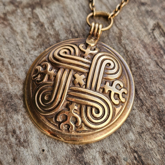 Vintage Kalevala Koru Hannunvaakuna Saint Hannes Cross Bronze Necklace