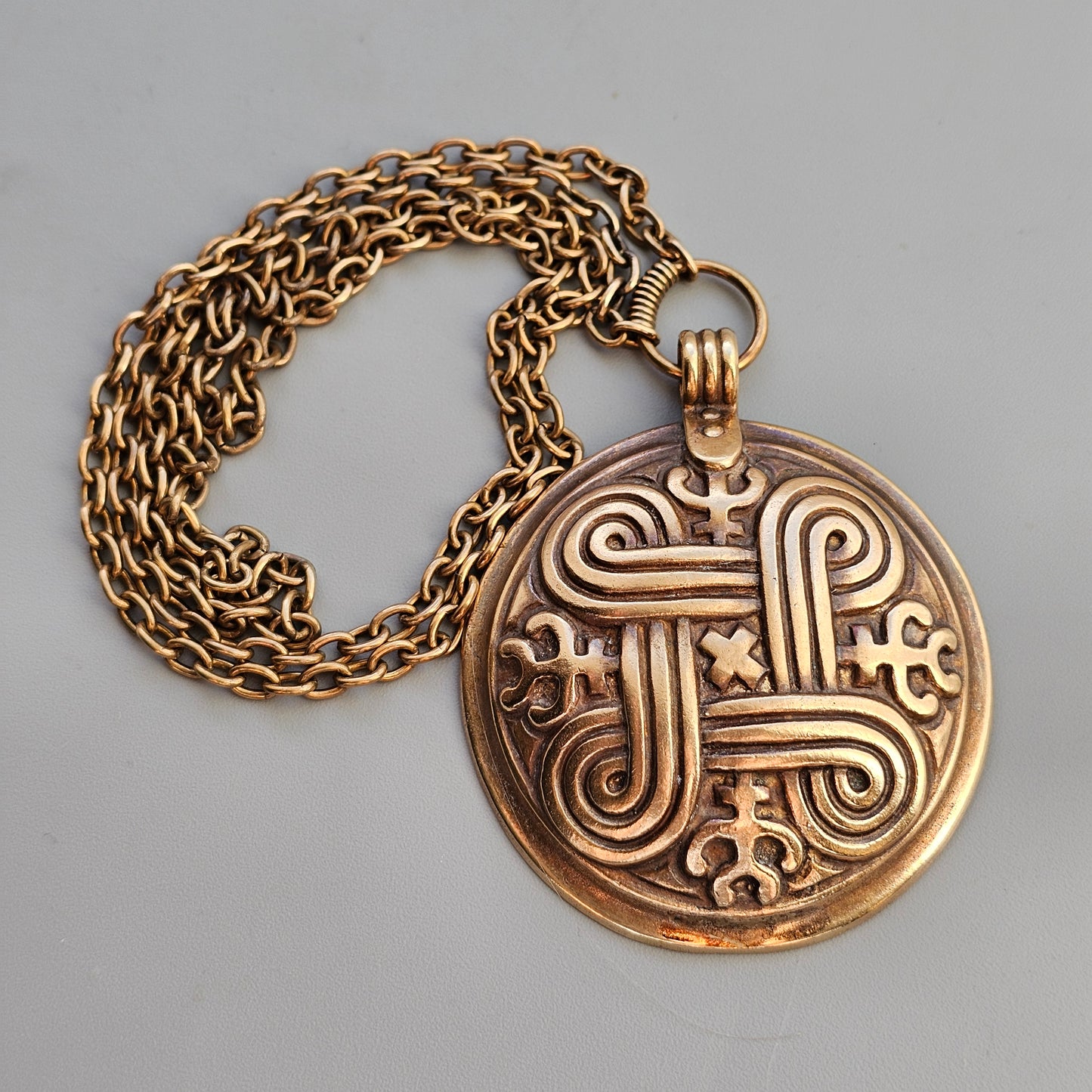 Vintage Kalevala Koru Hannunvaakuna Saint Hannes Cross Bronze Necklace