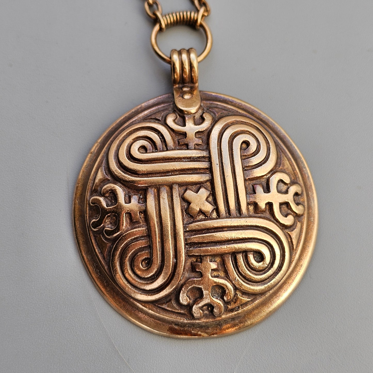 Vintage Kalevala Koru Hannunvaakuna Saint Hannes Cross Bronze Necklace