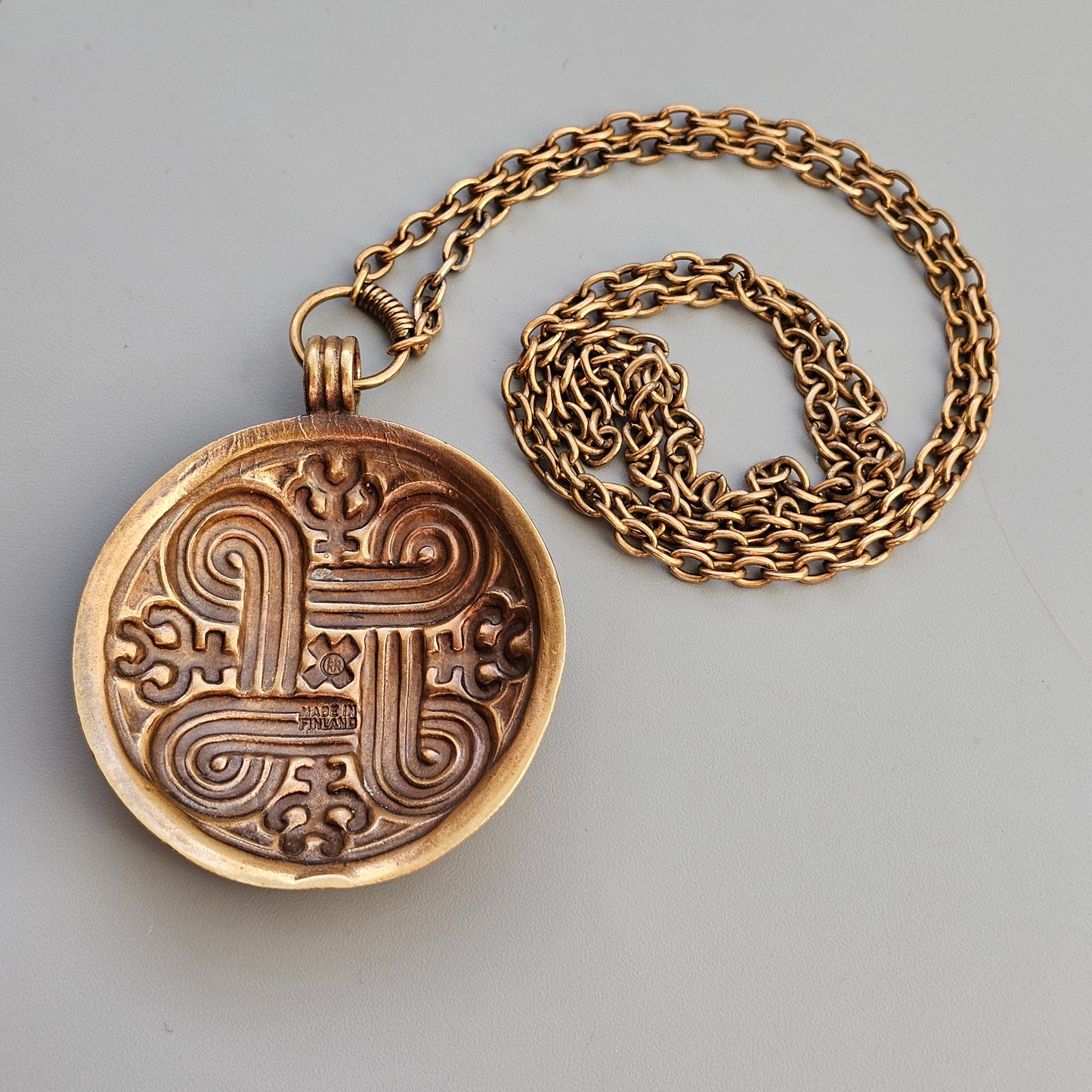 Vintage Kalevala Koru Hannunvaakuna Saint Hannes Cross Bronze Necklace