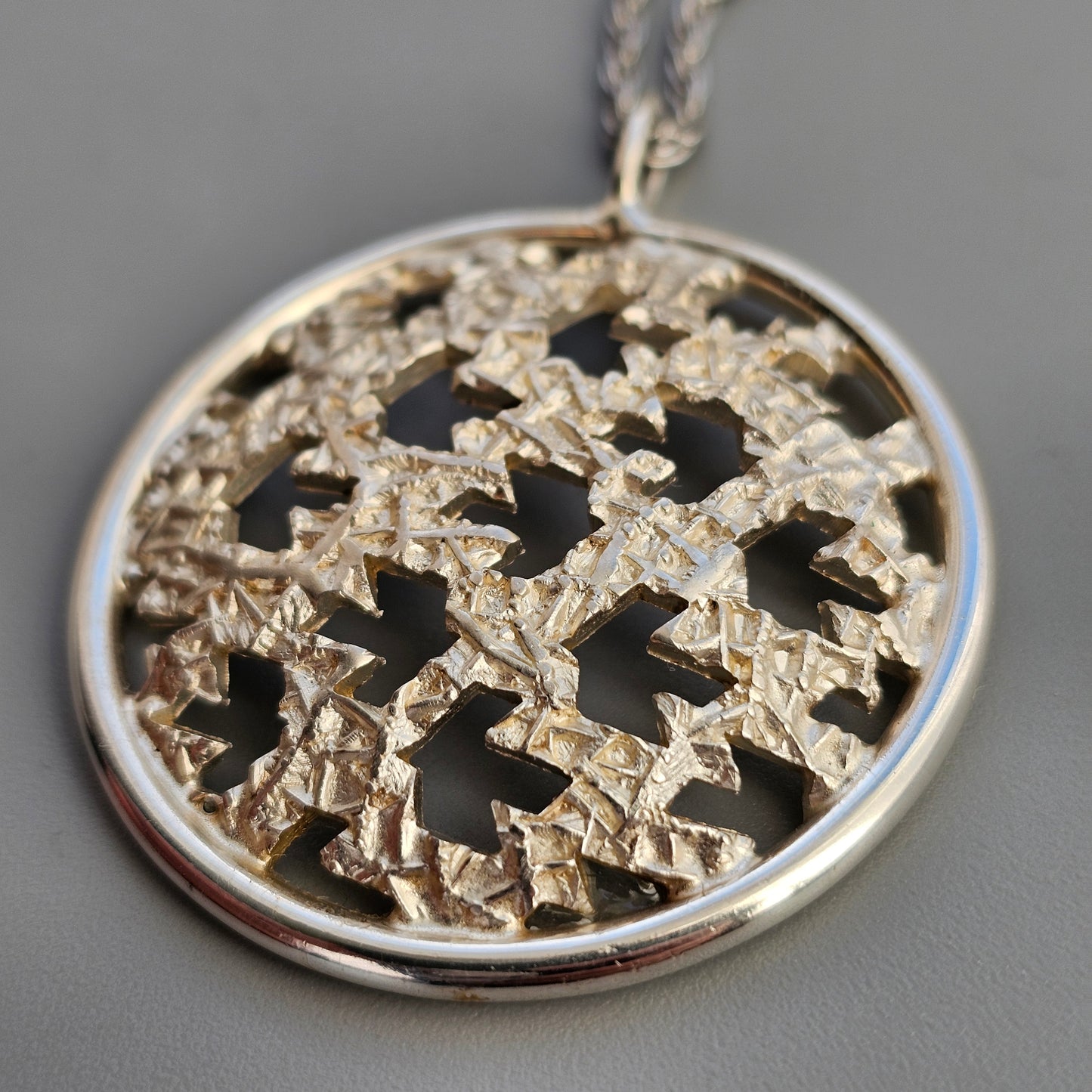 Vintage 1960s 1970s Modernist Silver Necklace Pendant by Auran Kultaseppä Finland