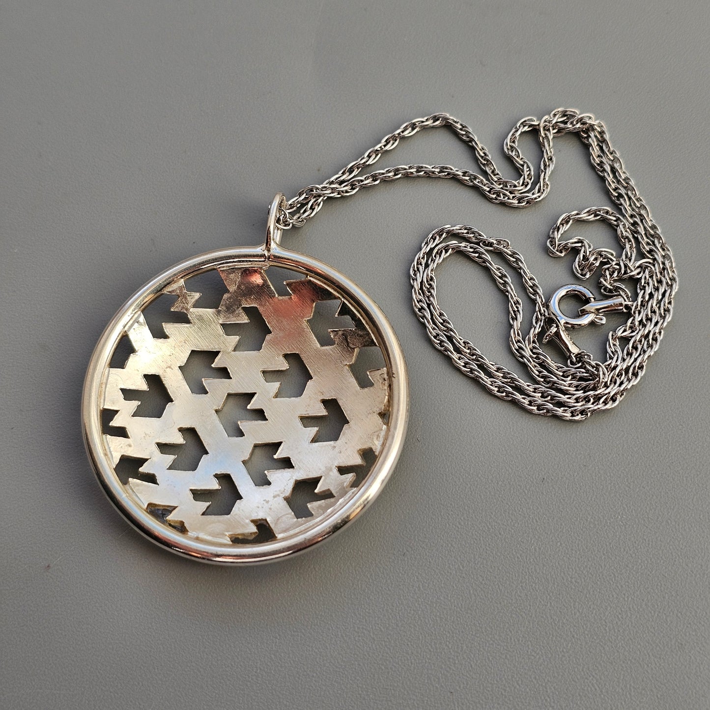 Vintage 1960s 1970s Modernist Silver Necklace Pendant by Auran Kultaseppä Finland