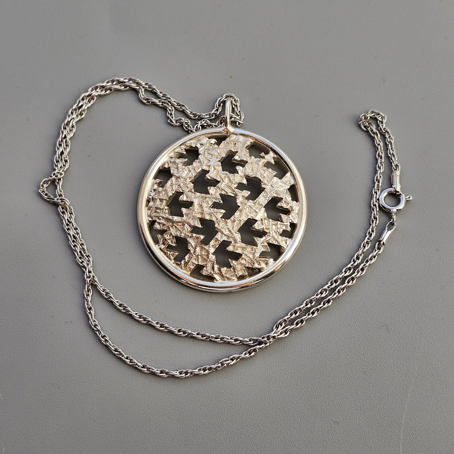 Vintage 1960s 1970s Modernist Silver Necklace Pendant by Auran Kultaseppä Finland