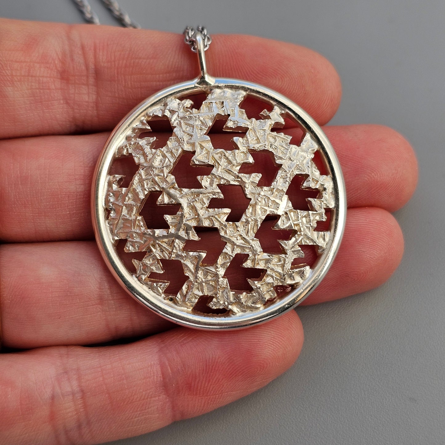 Vintage 1960s 1970s Modernist Silver Necklace Pendant by Auran Kultaseppä Finland