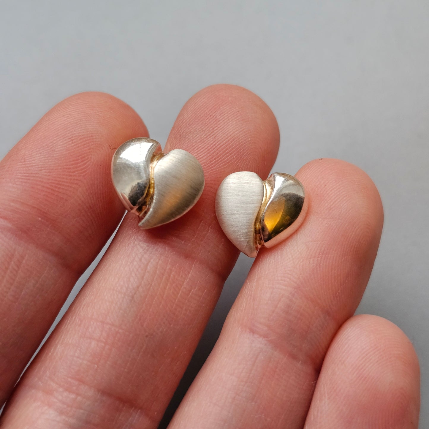 Contemporary Finnish Sterling Silver Heart Stud Earrings