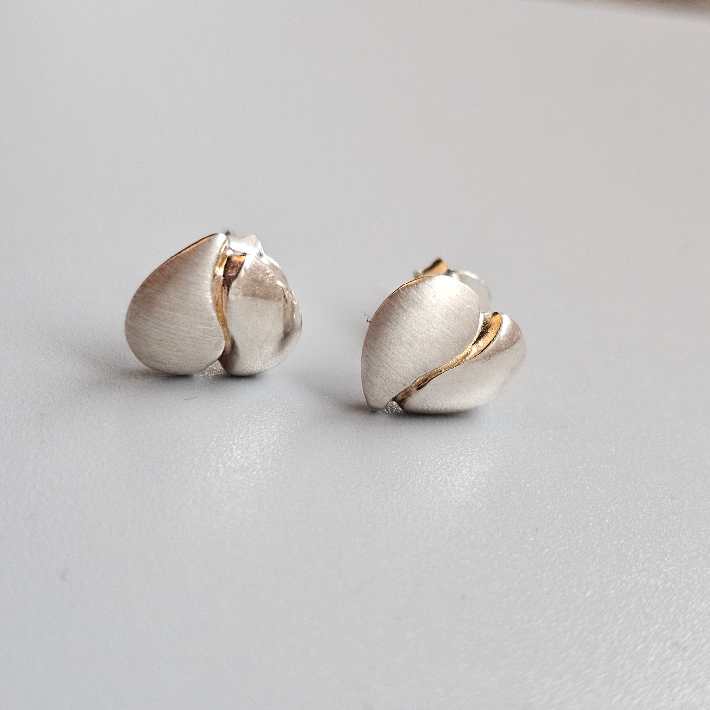 Contemporary Finnish Sterling Silver Heart Stud Earrings