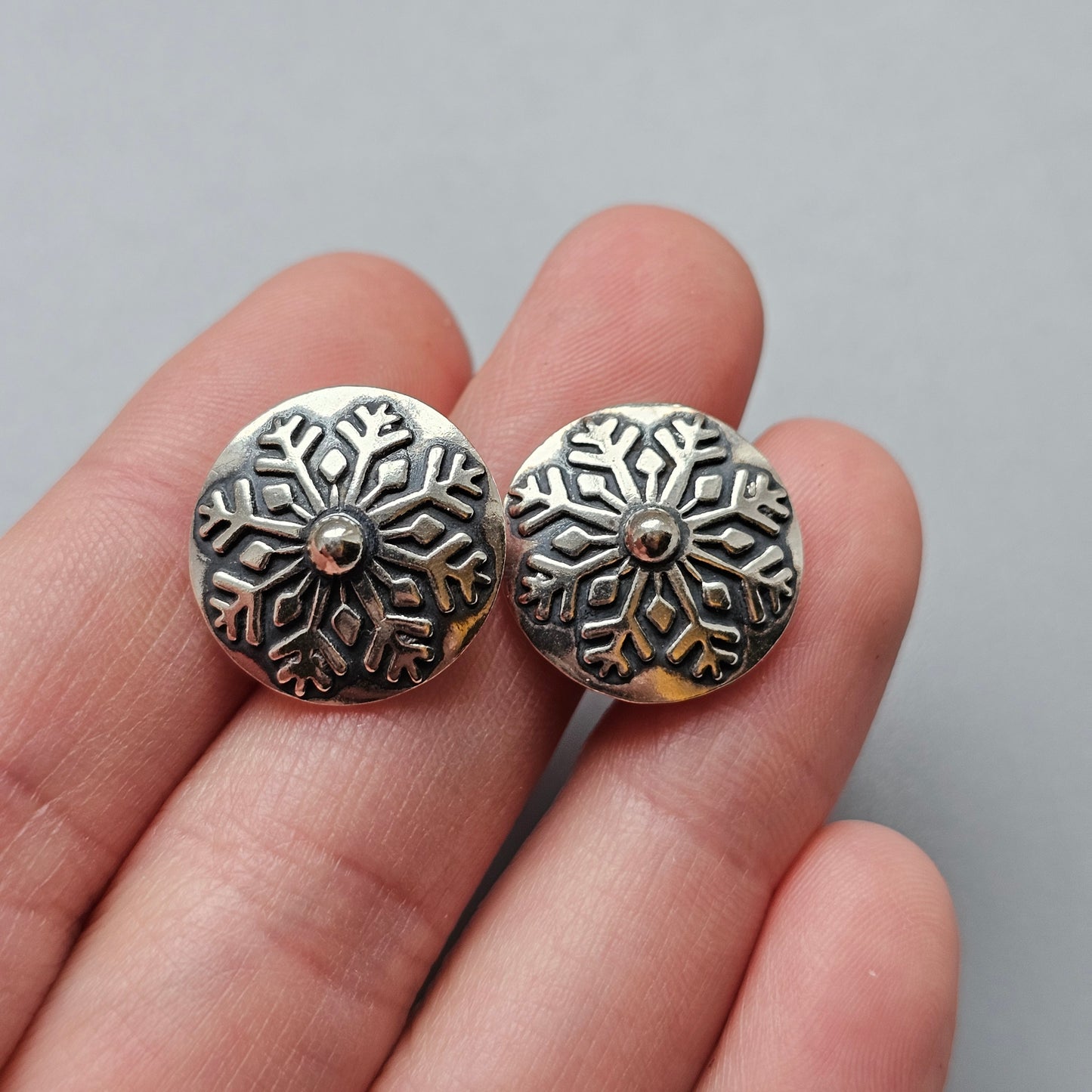 Nordic Style Snowflake Sterling Silver Stud Earrings