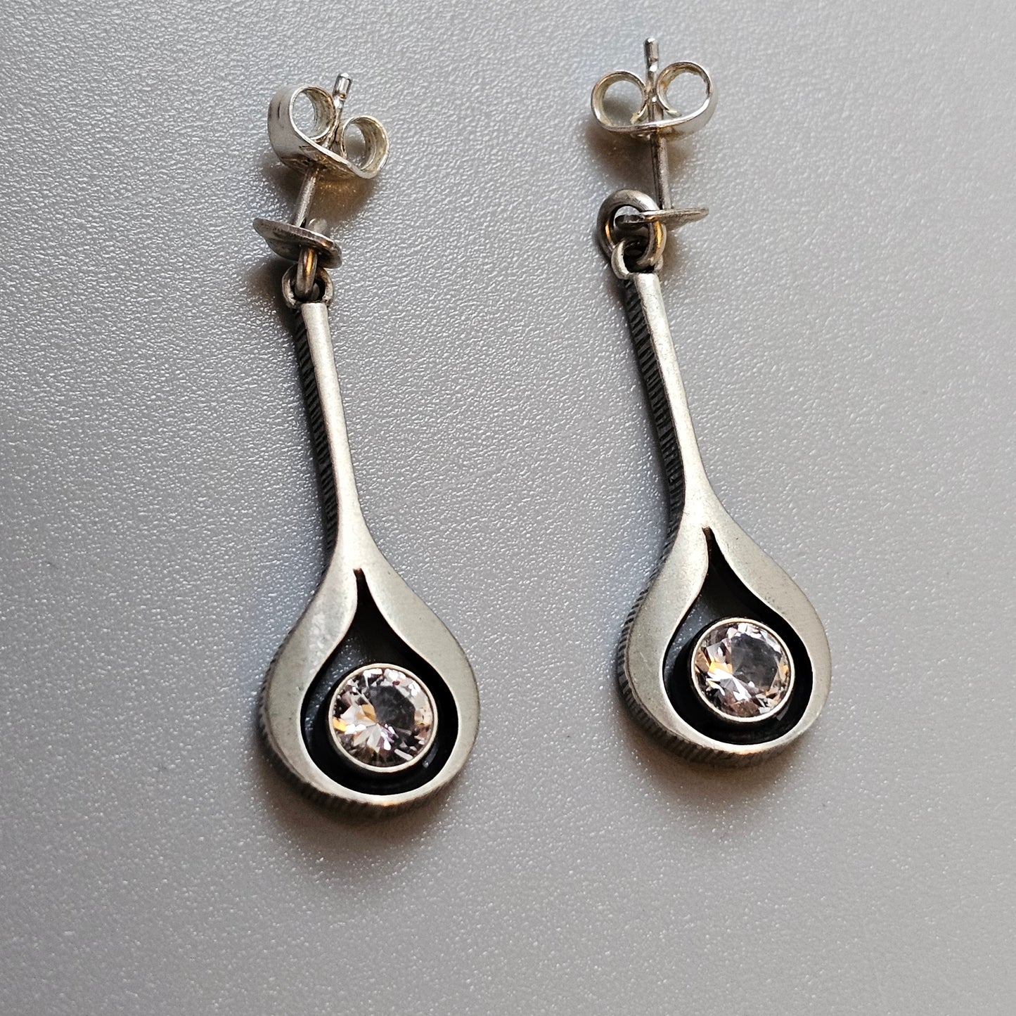 Vintage Karl Laine Sterling Silver & Cubic Zirconia Earrings by Finnfeelings