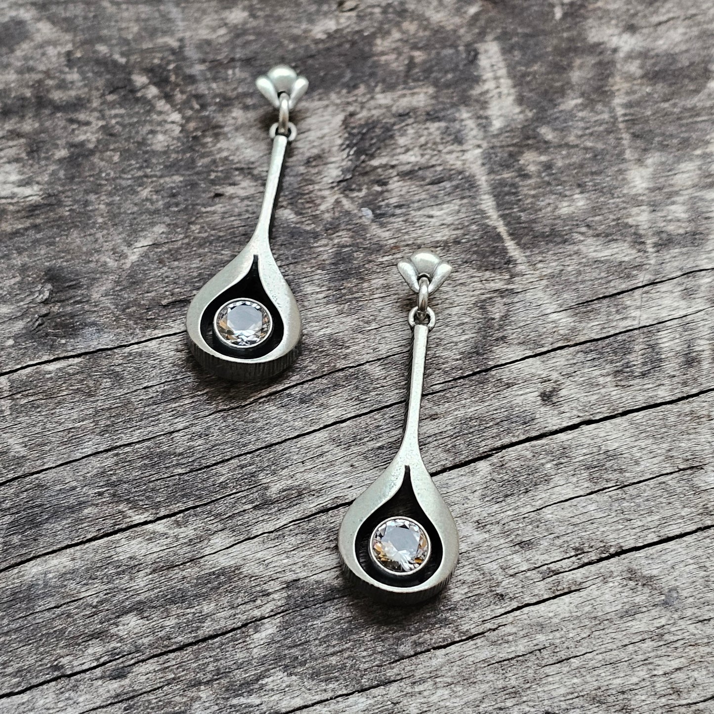 Vintage Karl Laine Sterling Silver & Cubic Zirconia Earrings by Finnfeelings