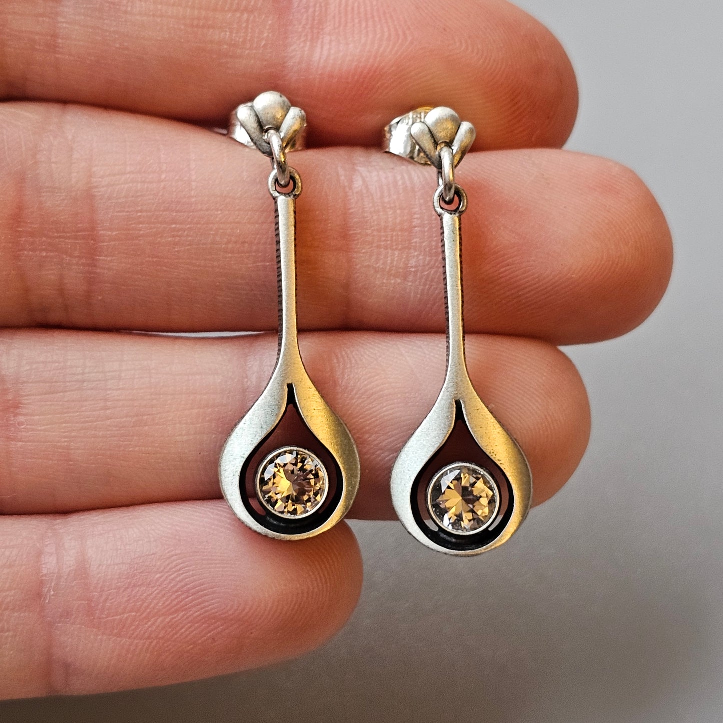 Vintage Karl Laine Sterling Silver & Cubic Zirconia Earrings by Finnfeelings