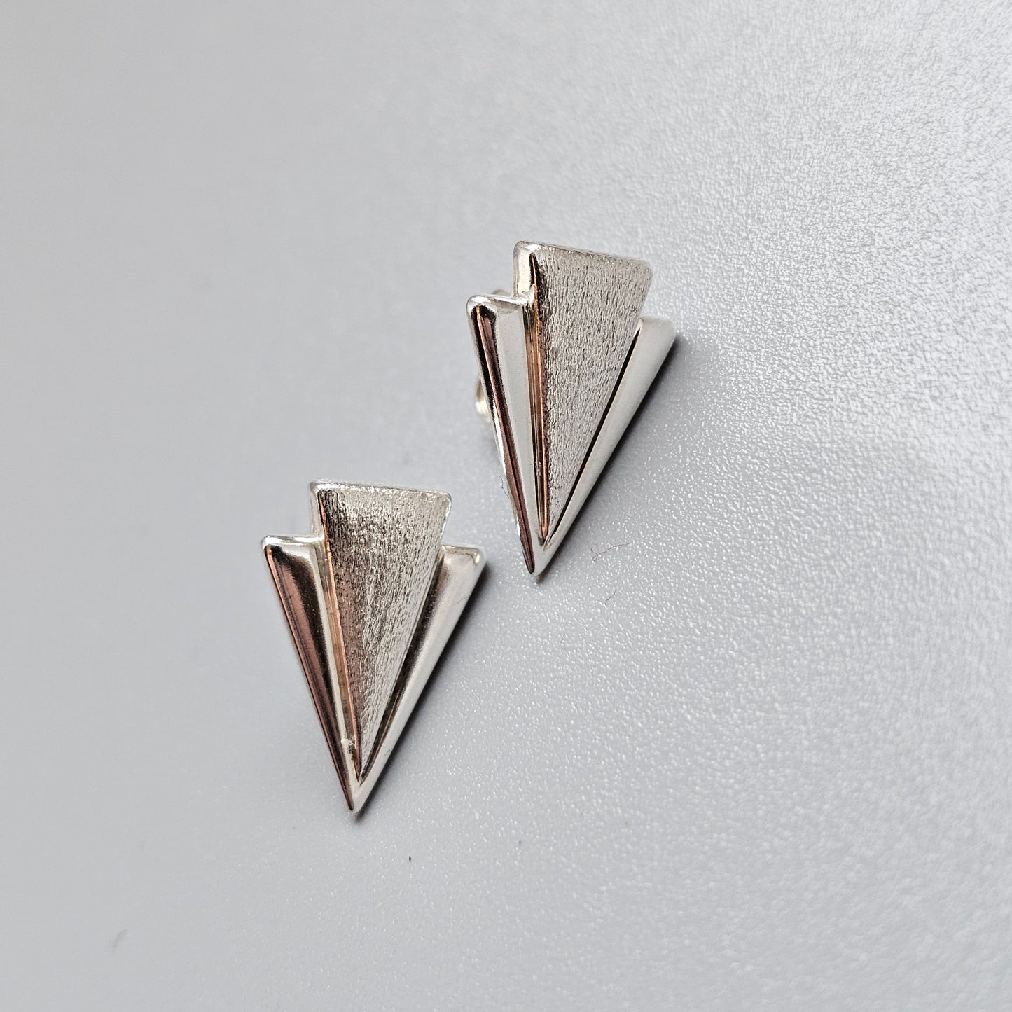 Contemporary Sterling Silver Geometric Stud Earrings