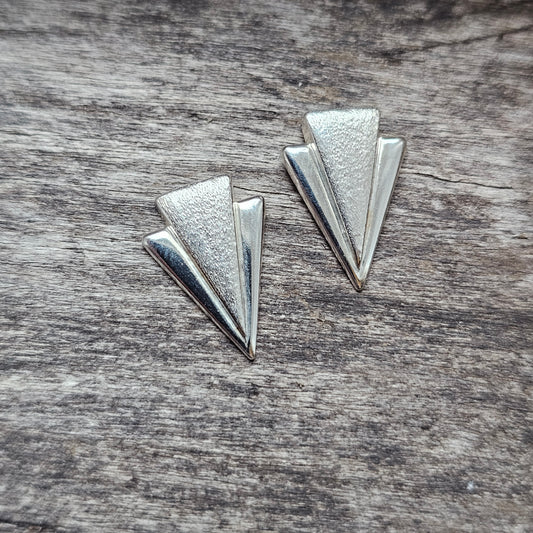 Contemporary Sterling Silver Geometric Stud Earrings