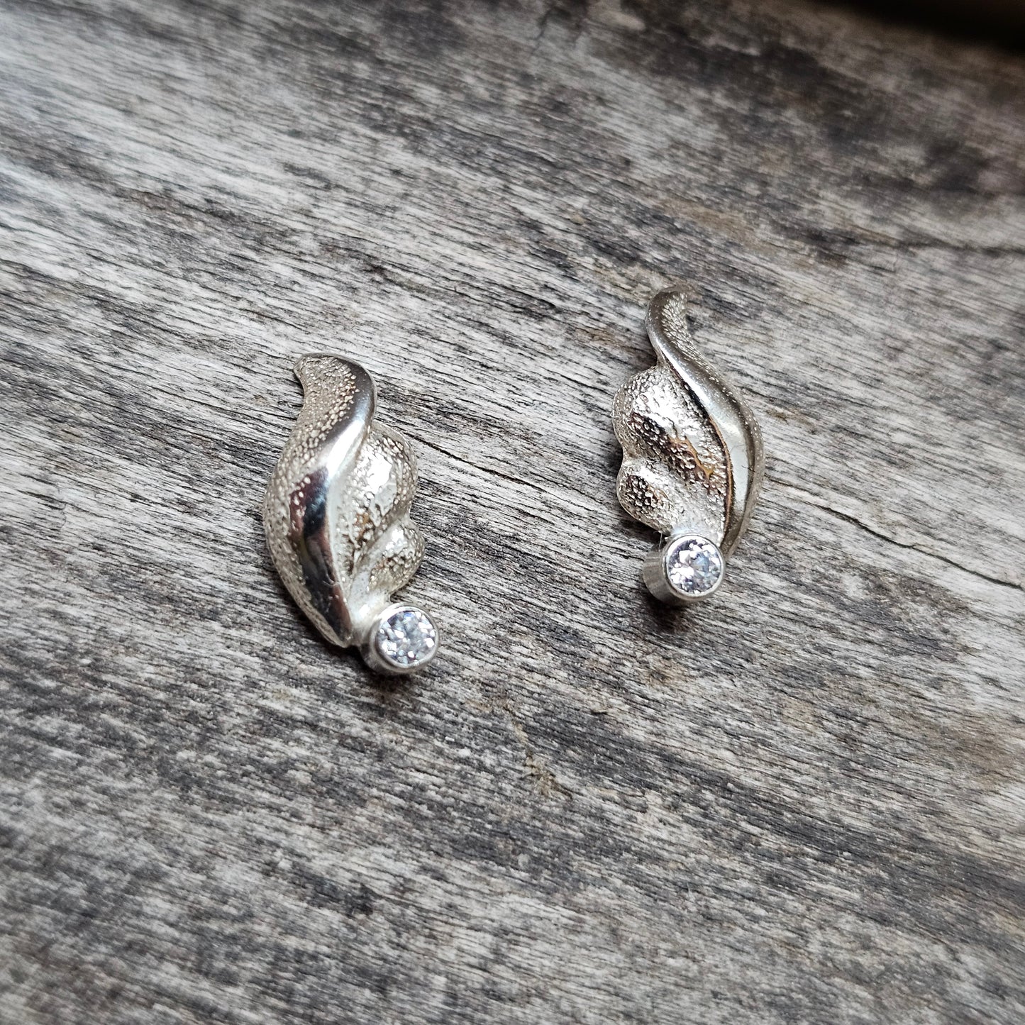 Vintage Finnish Sterling Silver & Cubic Zirconia Stud Earrings by Finnfeelings