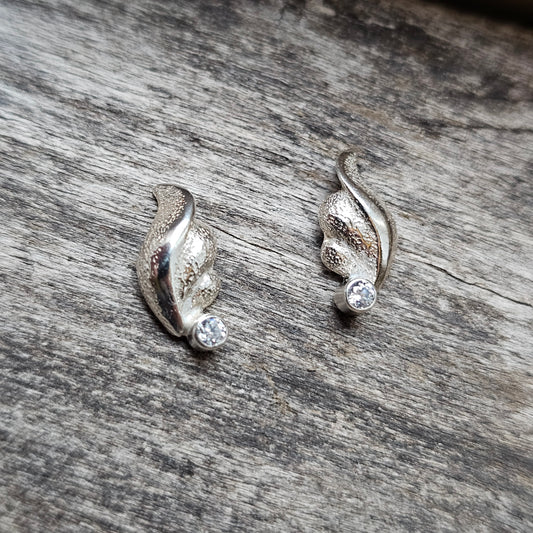 Vintage Finnish Sterling Silver & Cubic Zirconia Stud Earrings by Finnfeelings