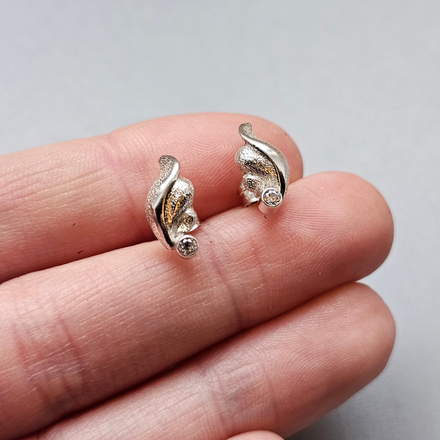 Vintage Finnish Sterling Silver & Cubic Zirconia Stud Earrings by Finnfeelings