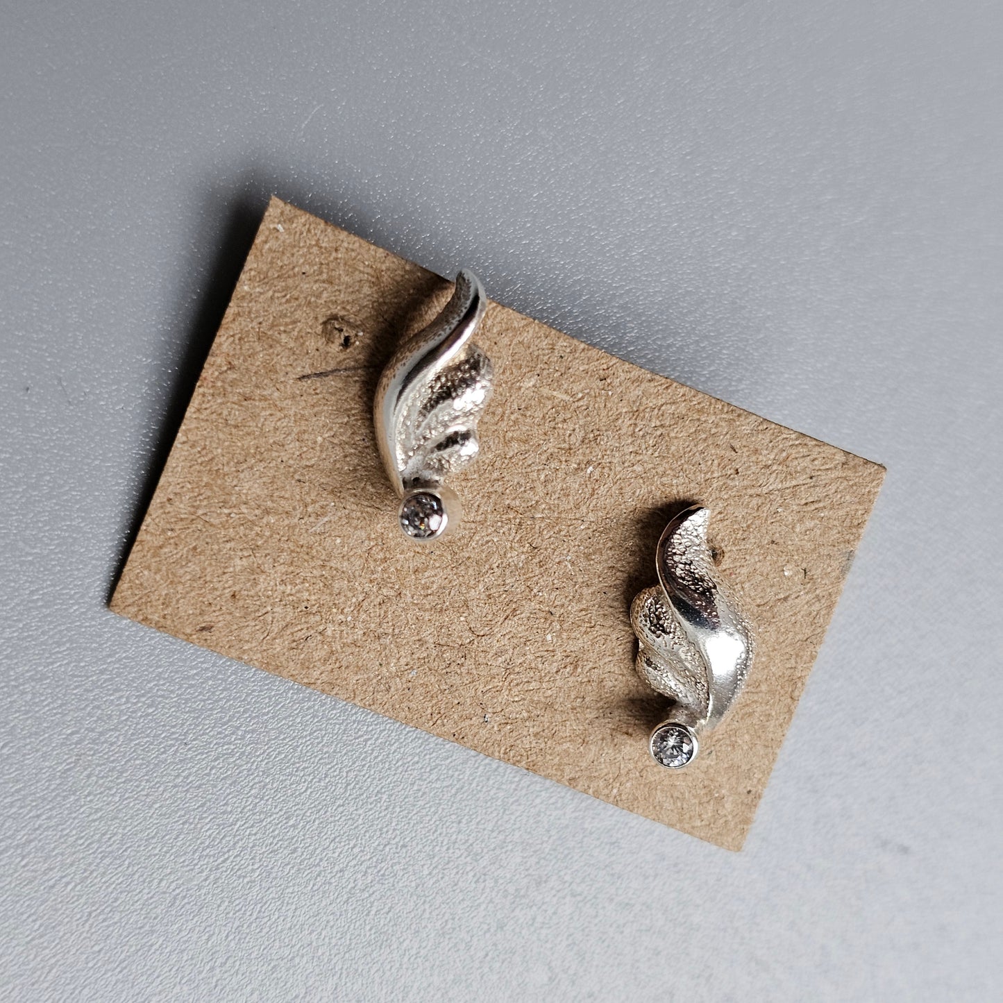 Vintage Finnish Sterling Silver & Cubic Zirconia Stud Earrings by Finnfeelings