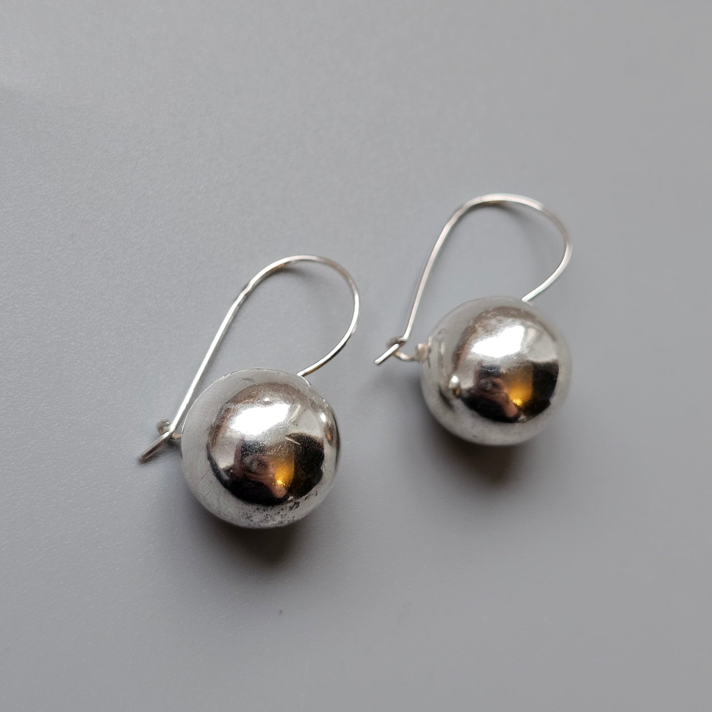 Contemporary Portuguese Silver Ball Drop Earrings