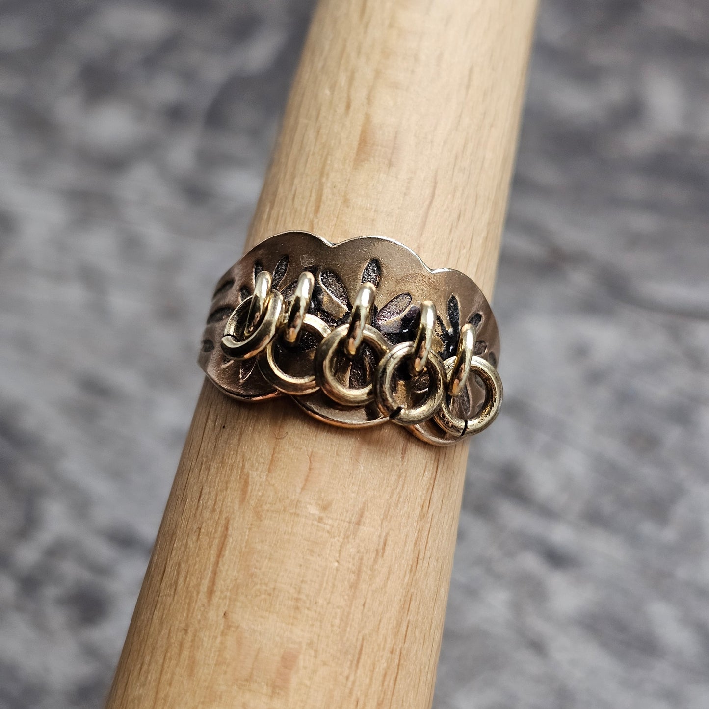 Finnish Kalevala Koru Middle Ages Style Lapland Bronze Ring - UK Size U - US Size 10