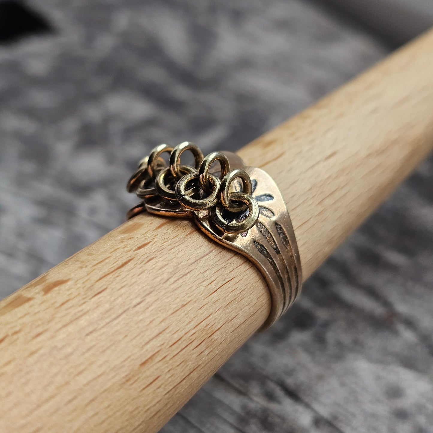 Finnish Kalevala Koru Middle Ages Style Lapland Bronze Ring - UK Size U - US Size 10